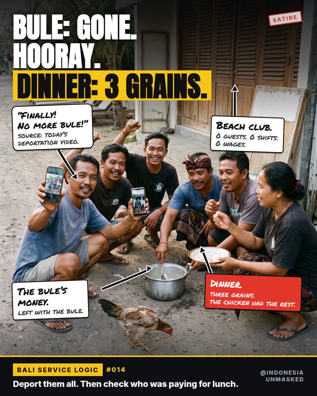 Bule: gone. Hooray. Dinner: 3 grains.