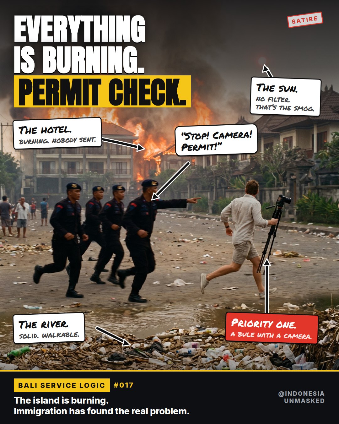 Everything is burning. Permit check.
